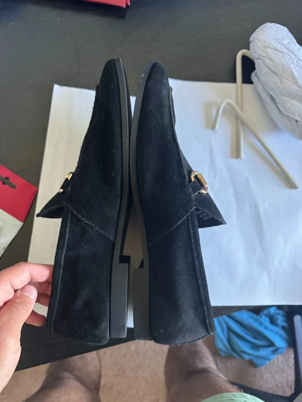 ASOS Office Suede Black/Mens/Gold Loafers. Size 9US/8UK/42EU.